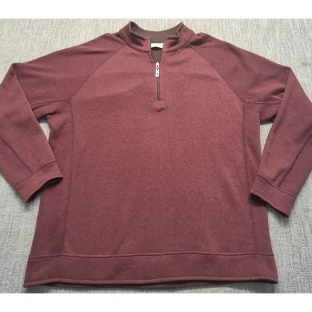 Tommy Bahama Reversible‎ men's maroon/brown 1/4 zip sweatshirt/sweater XL